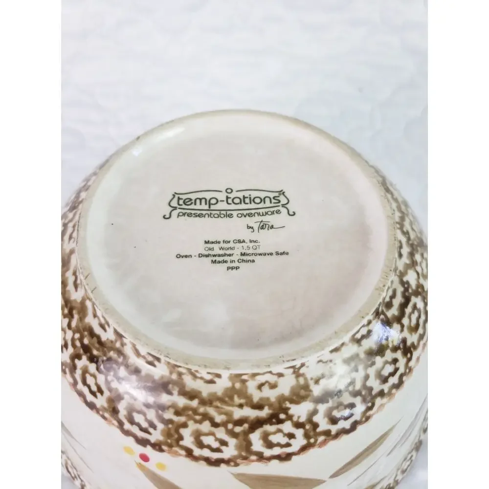 Temptations By Tara Old World Ovenware Baking Casserole Dishes Trivet 1.5 QT